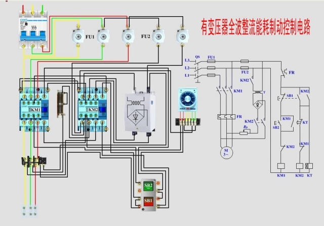常用電動機控制實物接線圖+原理圖(圖5) 常用電動機控制實物接線圖+原理圖(圖5)